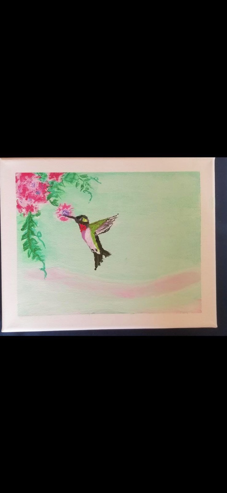 Hummingbird & Flowers, original artwork by Paul O'Lone