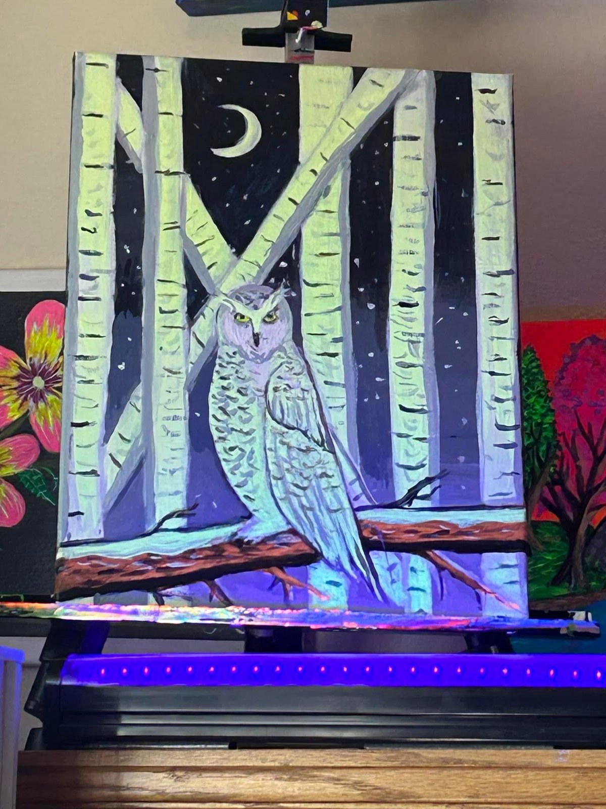Moonlit Owl, original artwork by Paul O'Lone