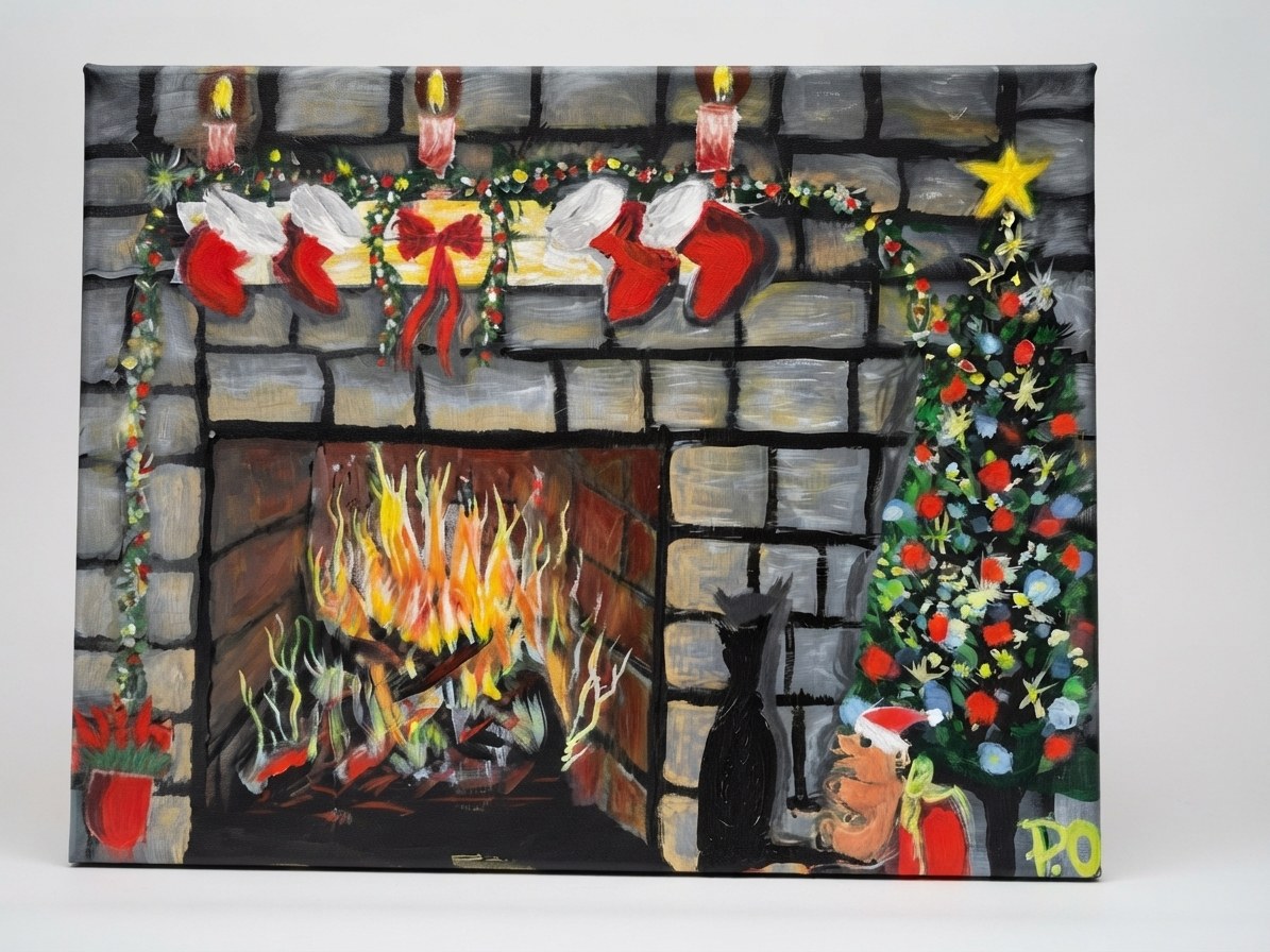 Christmas Hearth, original artwork by Paul O'Lone