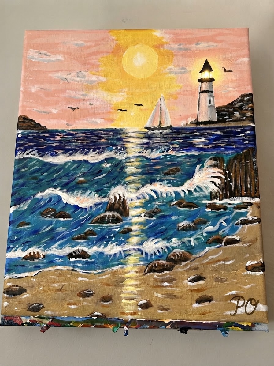 Beacon at Golden Tide, original artwork by Paul O'Lone