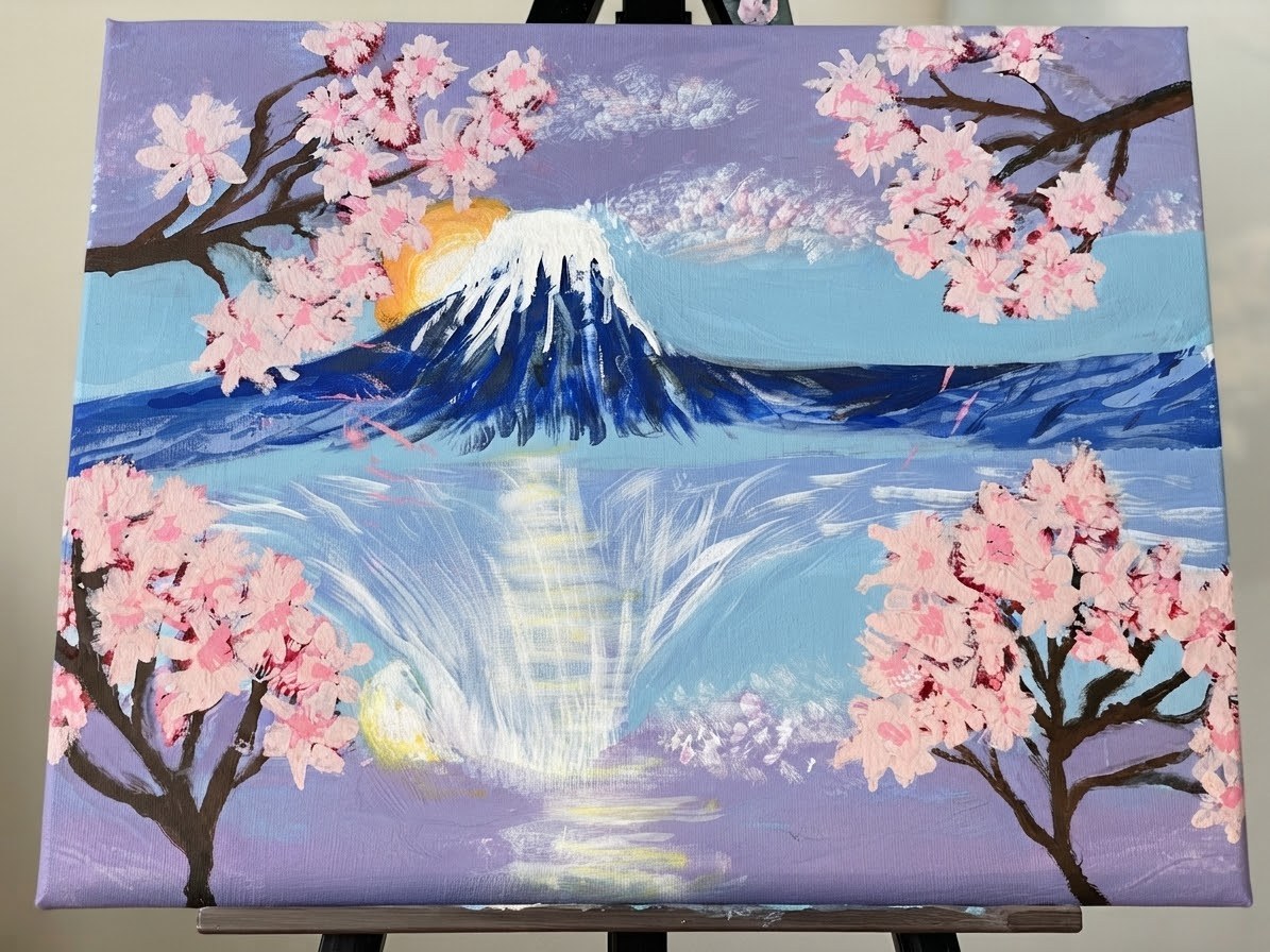 Fuji in Bloom, original artwork by Paul O'Lone